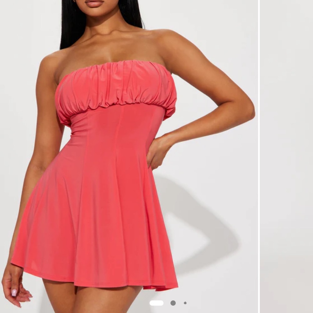 Elegant Coral Strapless Dress